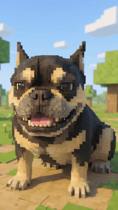 Pet portrait in Blocky art style — Pet Imagination example