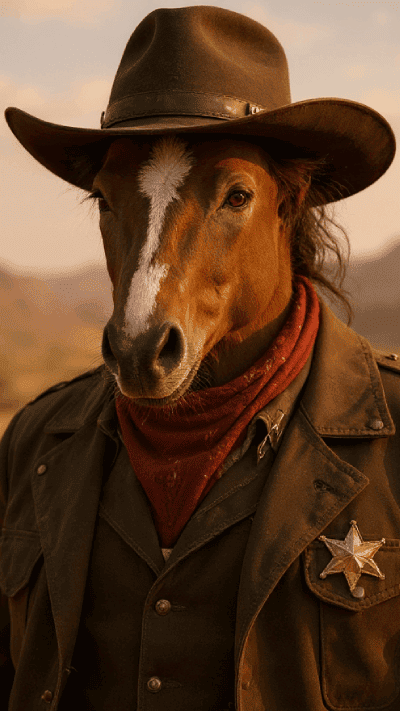 Pet portrait in Sheriff art style — Pet Imagination example