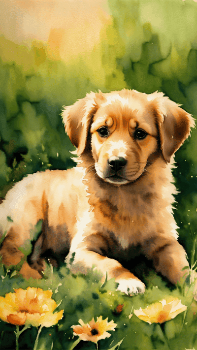 Pet portrait in Watercolor art style — Pet Imagination example